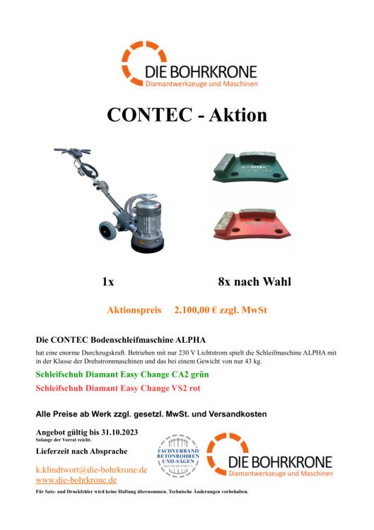 Aktion bis 31.10.23 - CONTEC Bodenschleifmaschine ALPHA