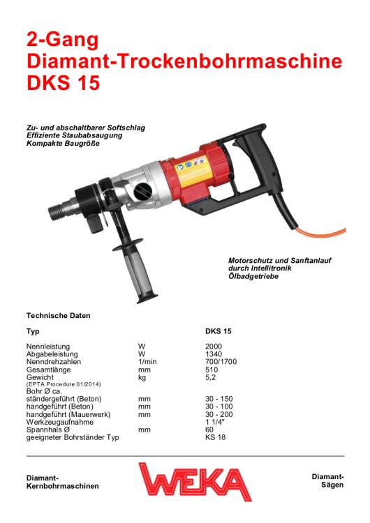 WEKA 2-Gang Diamant-Trockenbohrmaschine DKS15