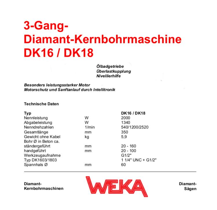 WEKA Bohrmotor DK16 nass