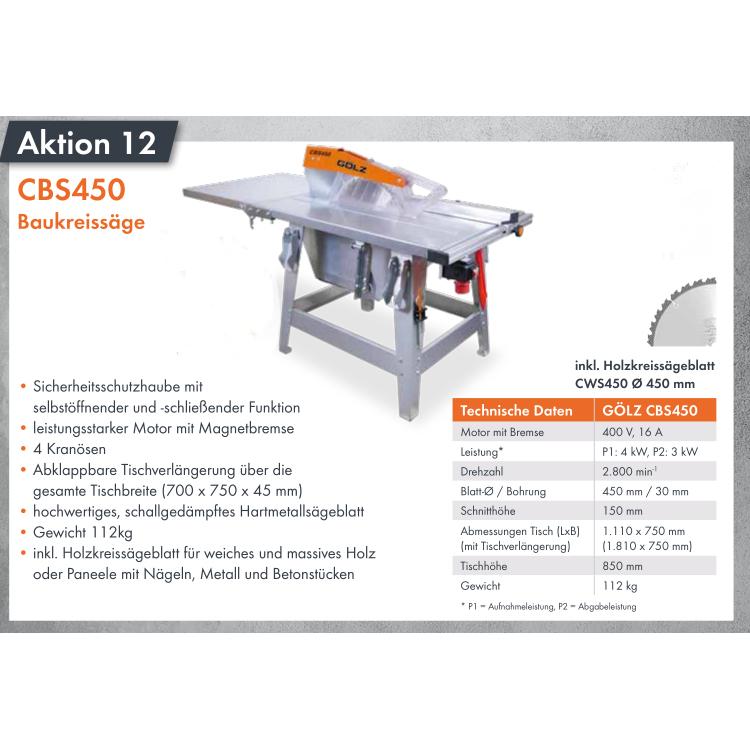 Aktion 12 - Gölz CBS450 Baukreissäge