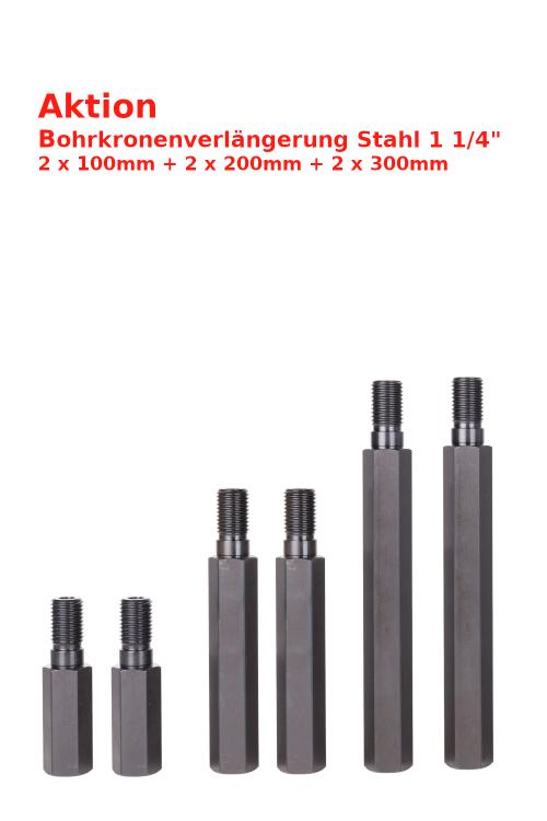 Aktion STAHL Bohrkronen-Verlängerung 1 1/4" 100mm+200mm+300mm